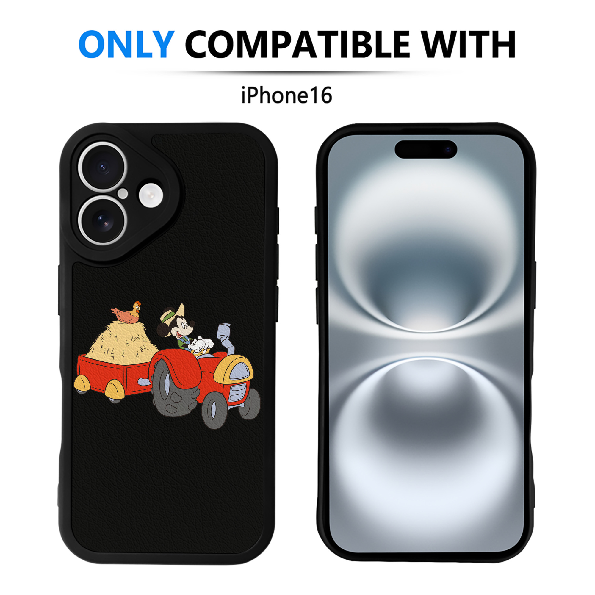 （画像用） ミッキーマウス Mickey Mouse 【iPhone 16シリーズ対応】シリコンスマホケース（レザー調） 材質：シリコン